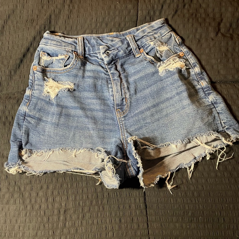 American Eagle Outfitters Distressed Light Blue Denim Shorts